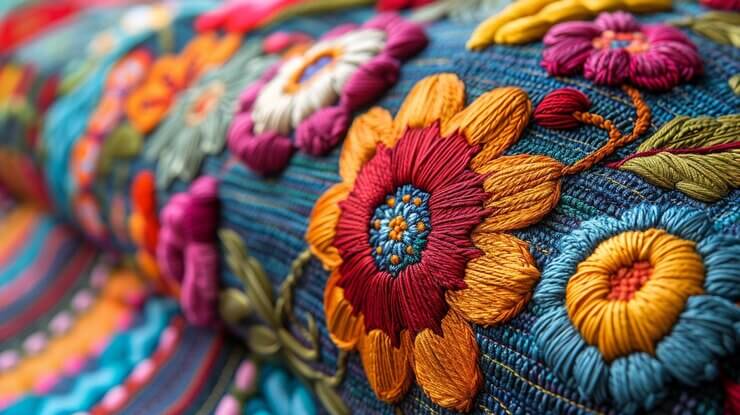 Close-up of intricate embroidery